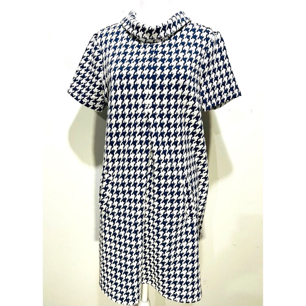 Tyler Boe dress preppy retro academia houndstooth trapezoid cowl neck women's S